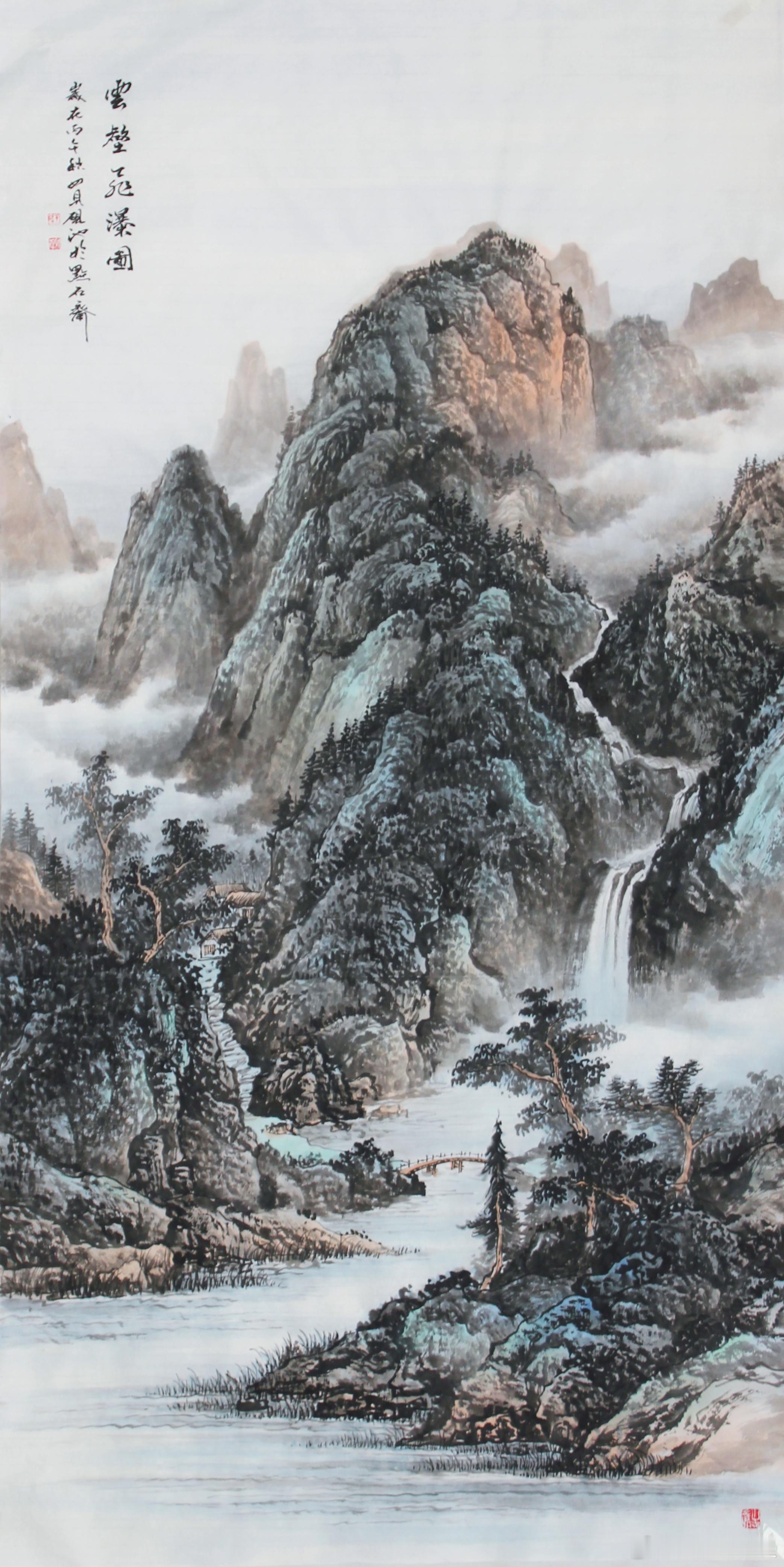 新作【雲壑飞瀑图】山水画[超话]绘画[超话]新浪微博[超话]石门桥镇(沧州市)[