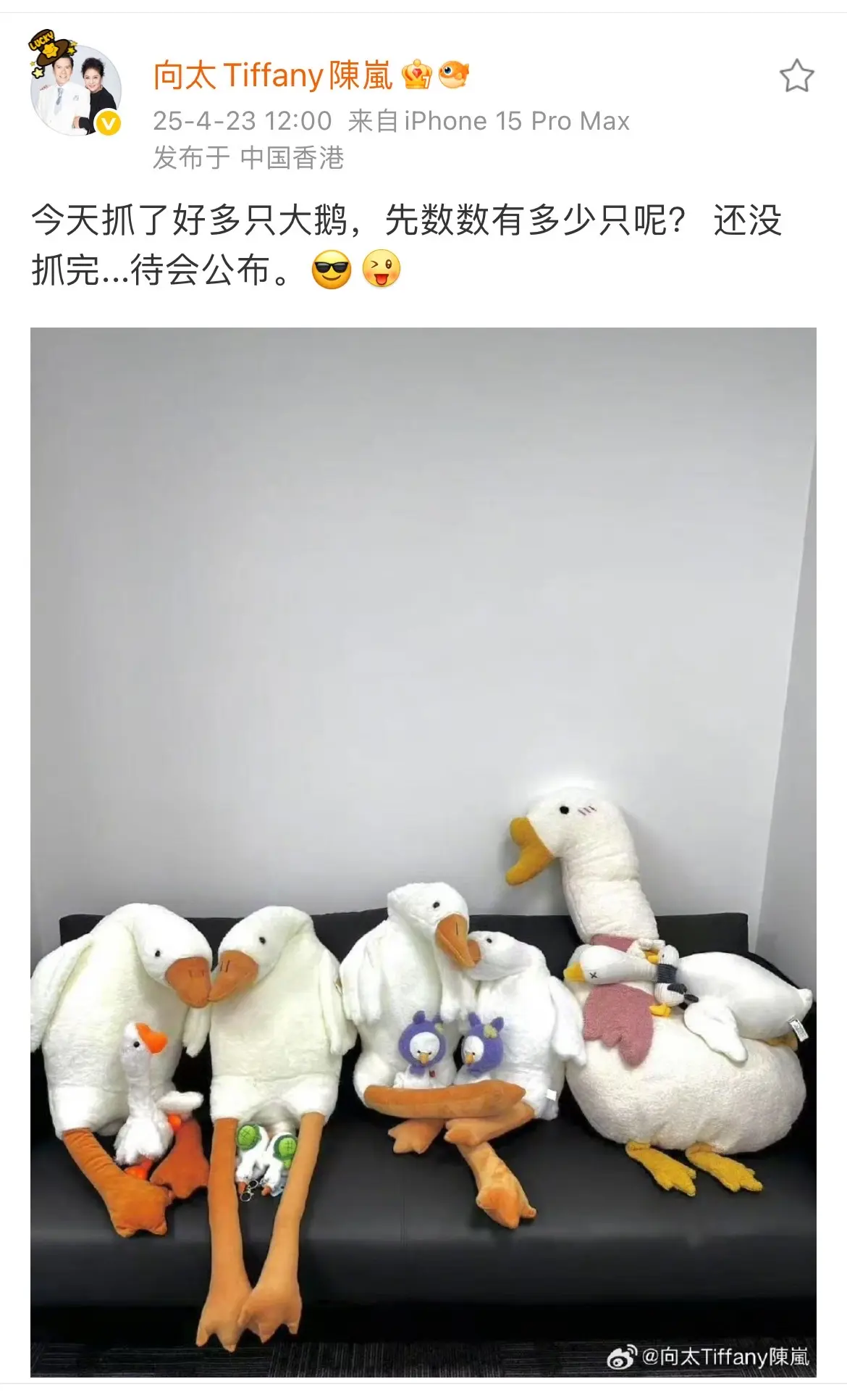 突发！！！向太到底抓了多少只大鹅？不愧是流量体质，抓个大鹅都热 搜TOP2！