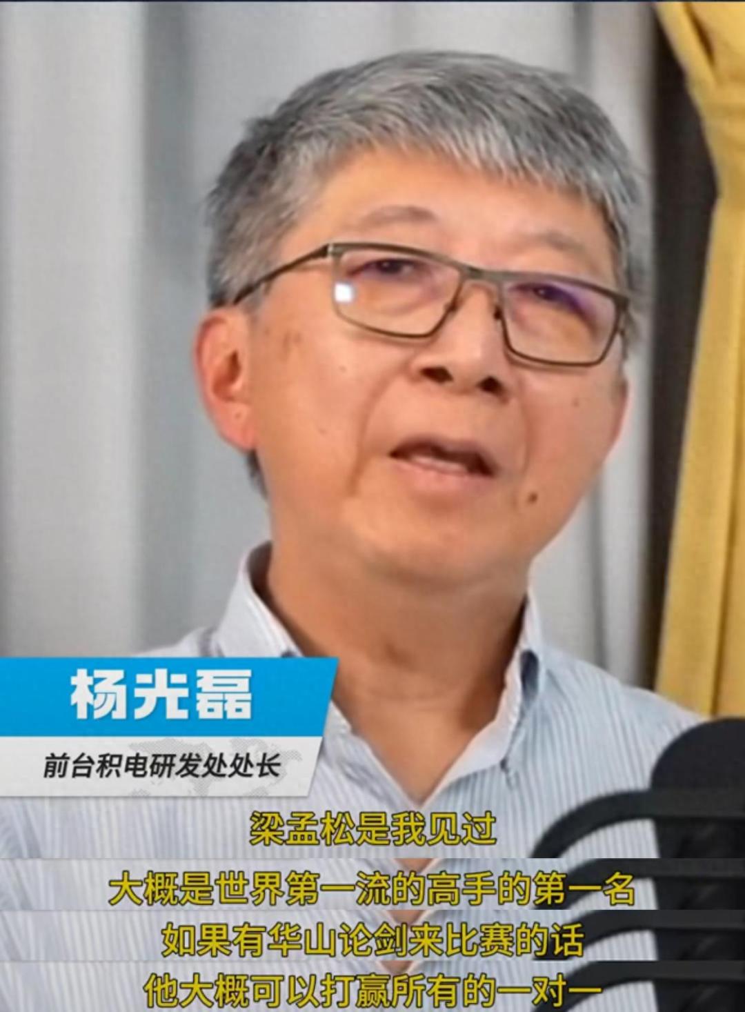 前台积电研发处长：梁孟松是我见过的一流高手，能打赢所有对手。
杨光磊是台积电前研