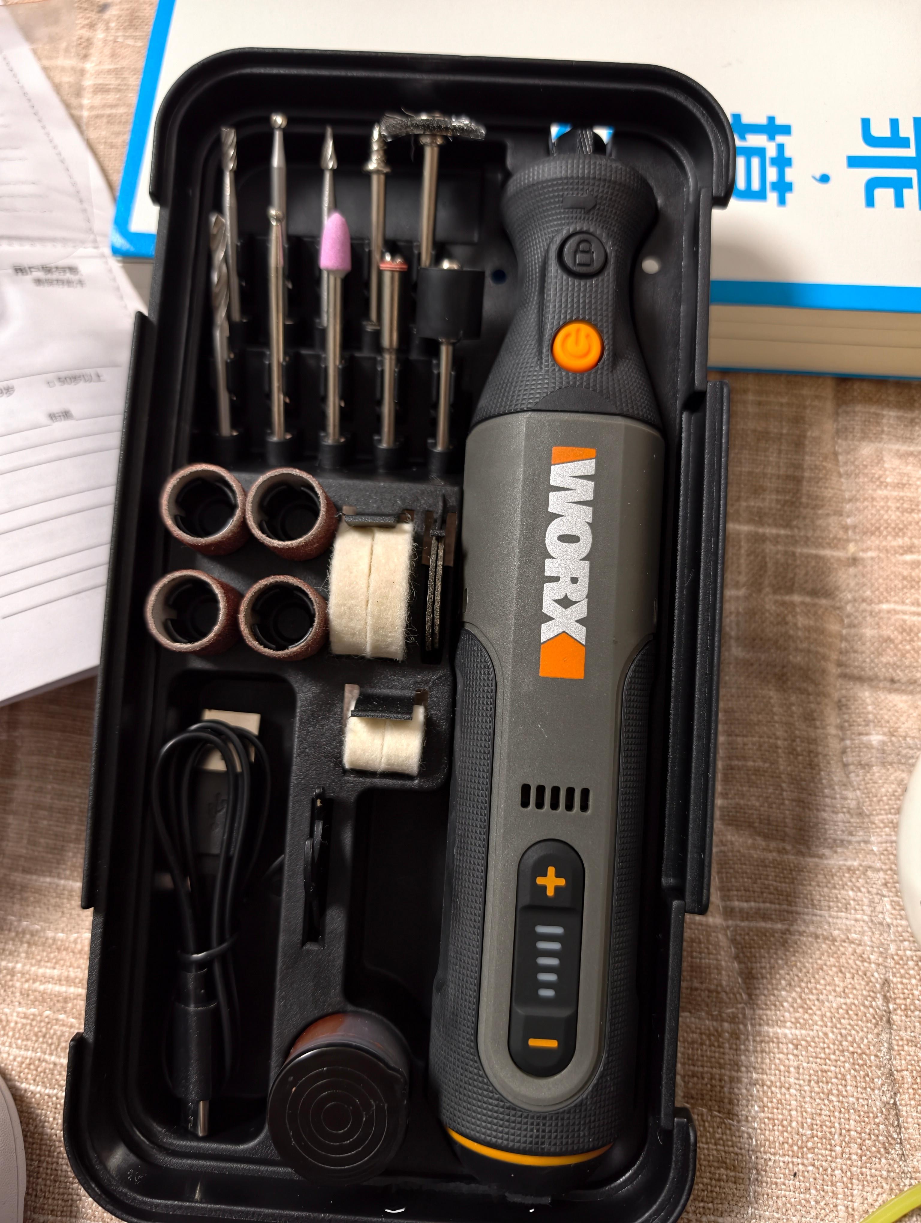 前两天3d打印机打出来的模型边上总有毛刺给娃买了一个打磨机打开了一下开关转速快的