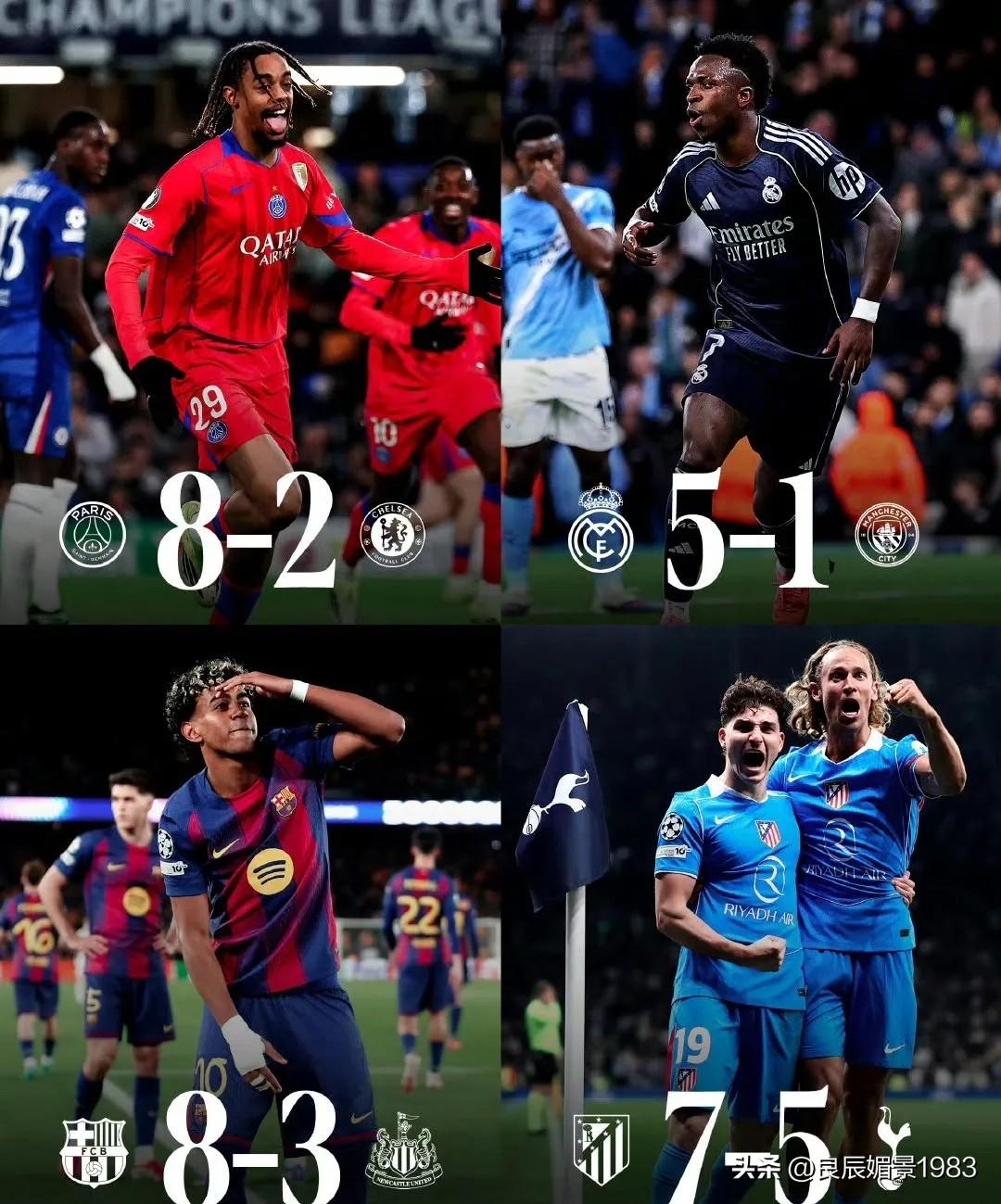 英超球队在欧冠赛场不耐揍啊！[捂脸][灵光一闪] 6支球队被淘汰了4支！西甲的皇