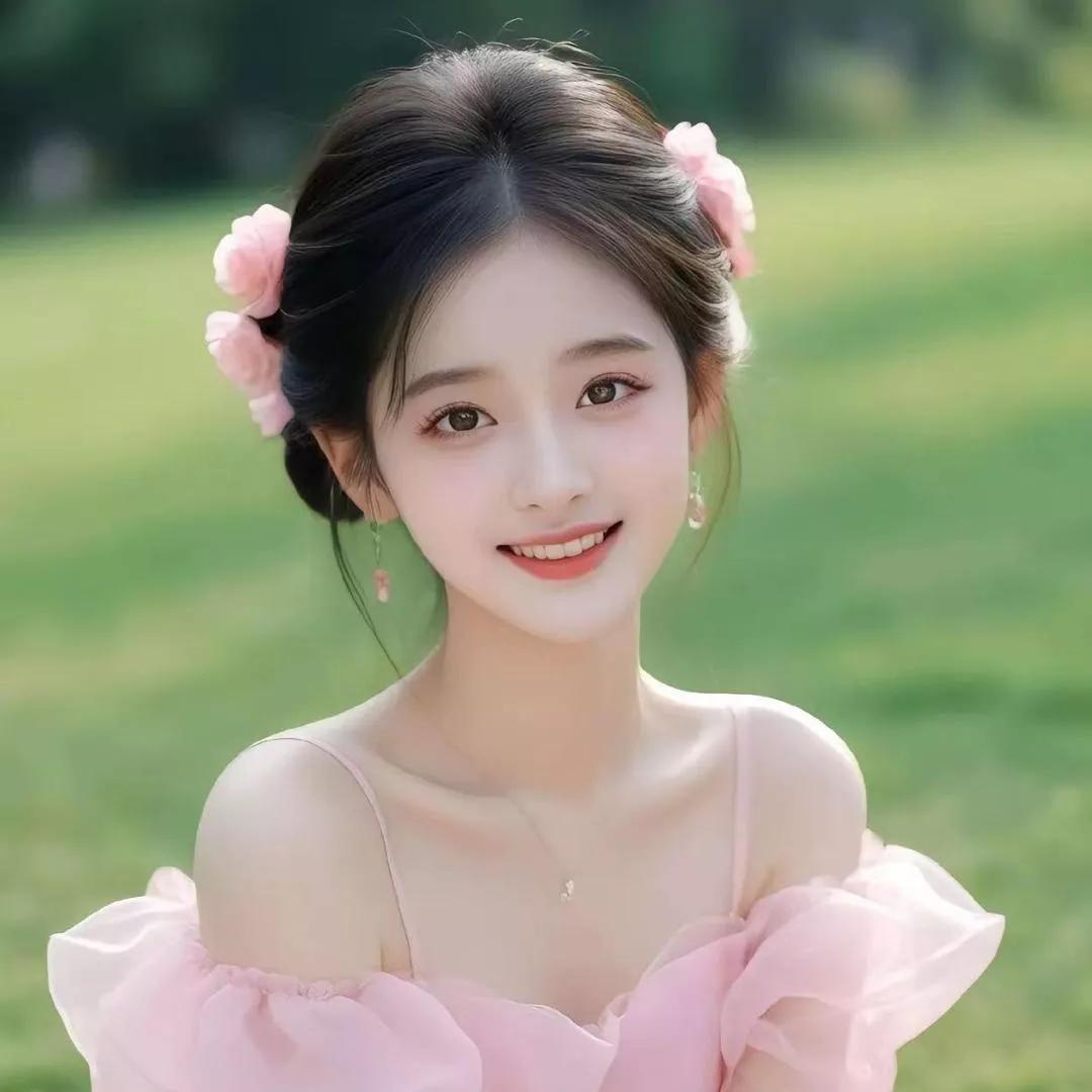 阳光下的甜美少女，粉色的裙摆与花环相映成趣，美不胜收！花海少女照 紫色梦幻少女 