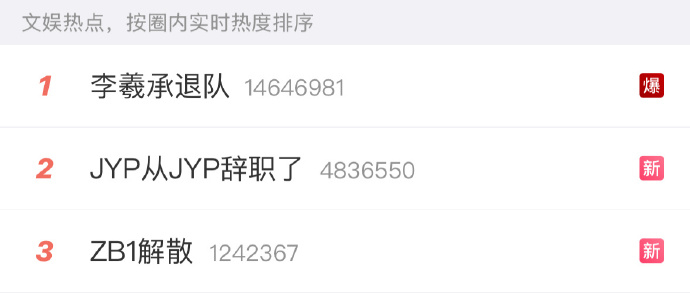 韩娱单飞日李羲承solo，JYP辞职，ZB1解散感觉今天是能载入韩娱史册的310