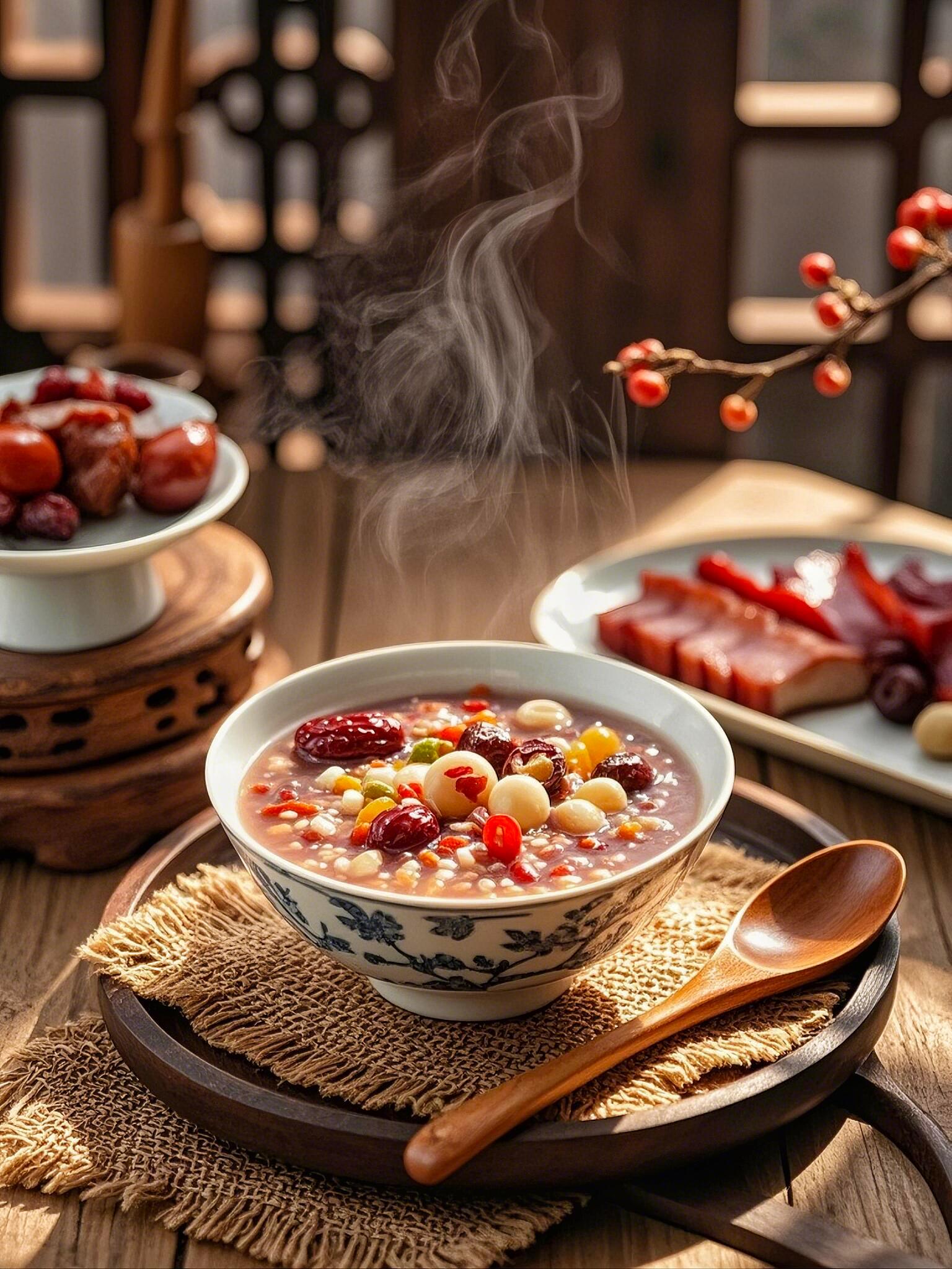 生活手记 🥣腊八节到啦，祝你粥香四溢，幸福满溢！腊八粥里的每一颗豆子，每一粒米