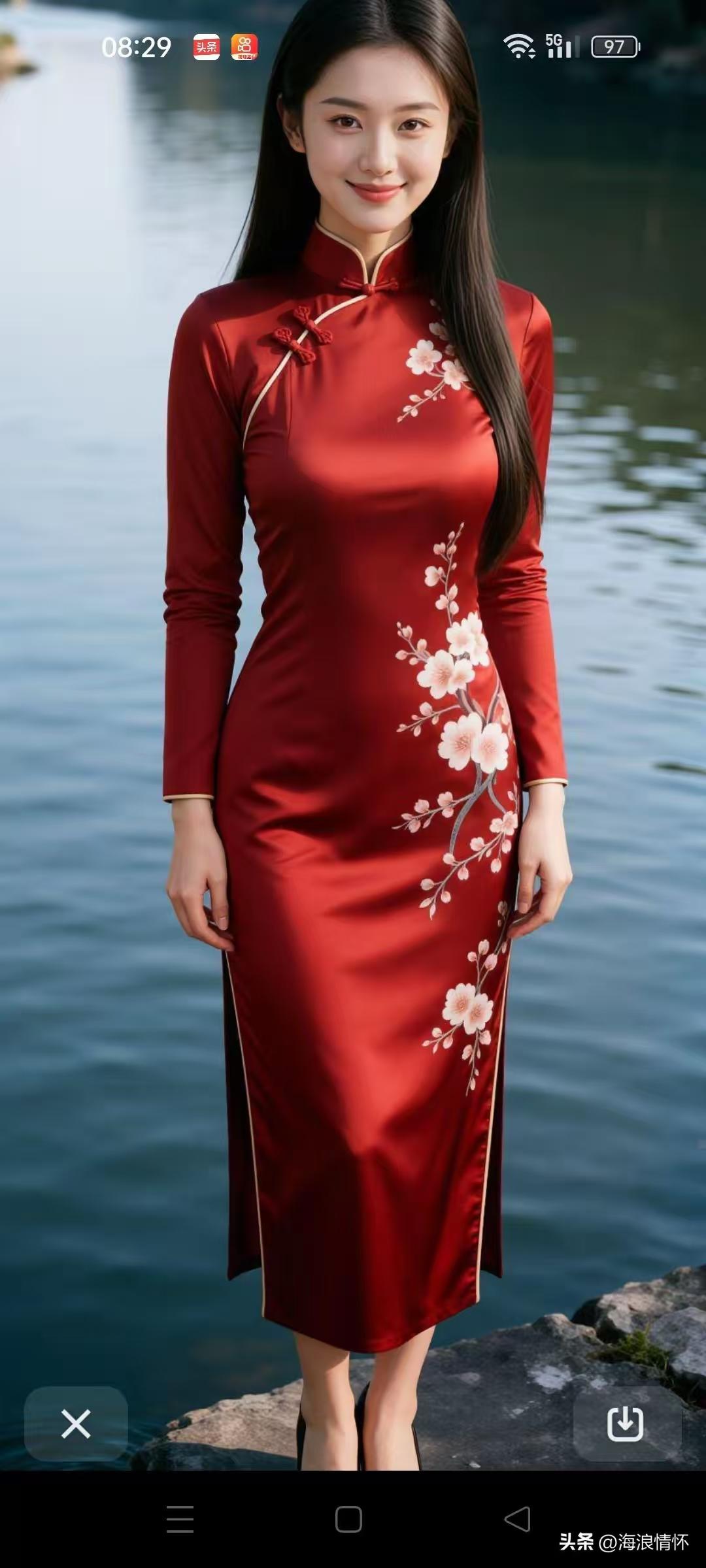 天净沙·莲步
春溪碧浪翩跹，
锦萦身态如莲。
艳姿凝韵万千，
仙颜乍见，
疑是落