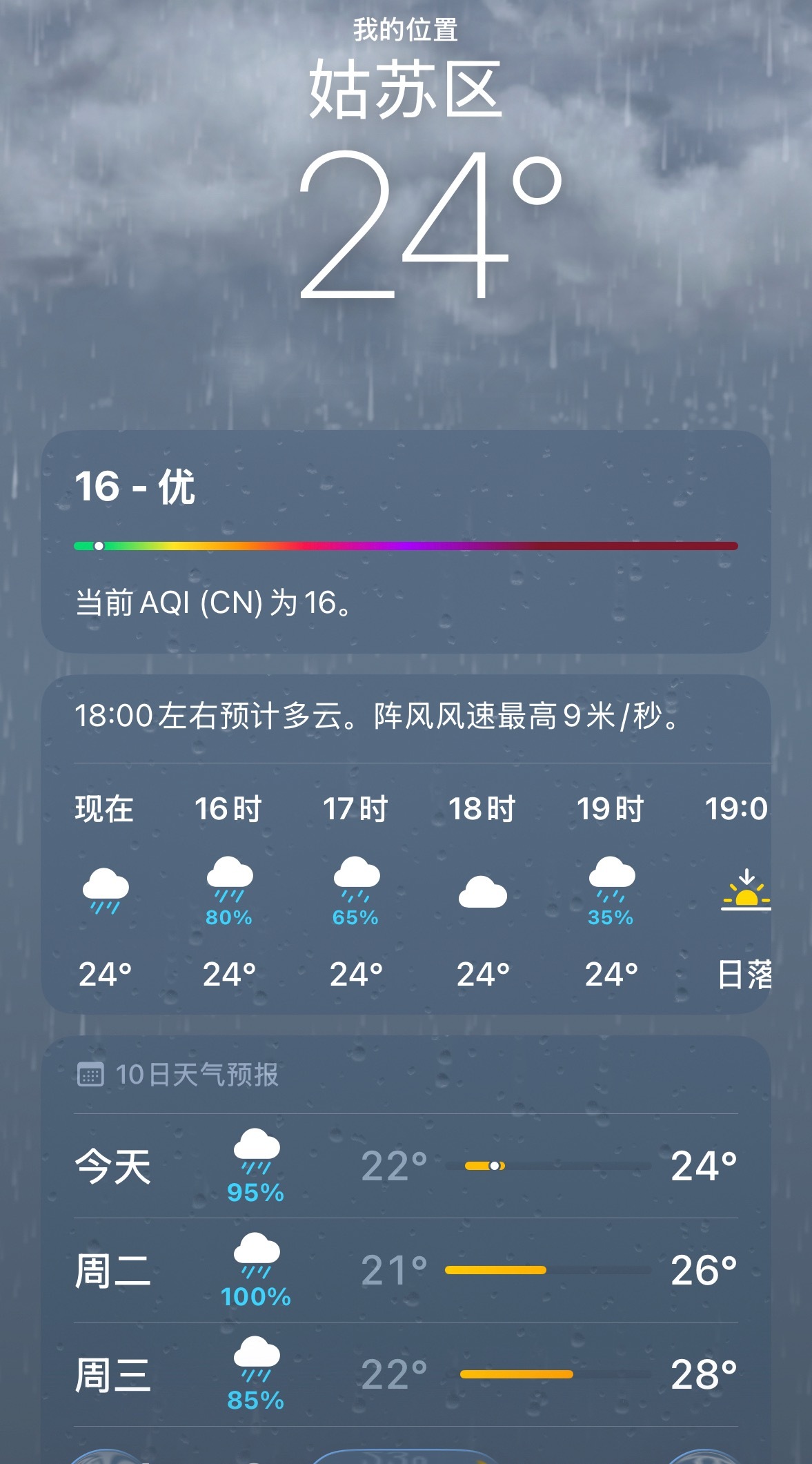 那个城市能和苏州的梅雨季节相比？ 下了几十个小时 而且都跟瀑布一样大 苏州·苏州