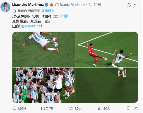 打开X，首条，太带劲了！Licha！💥✊🏻🇦🇷☺️阿根廷国家队2026美