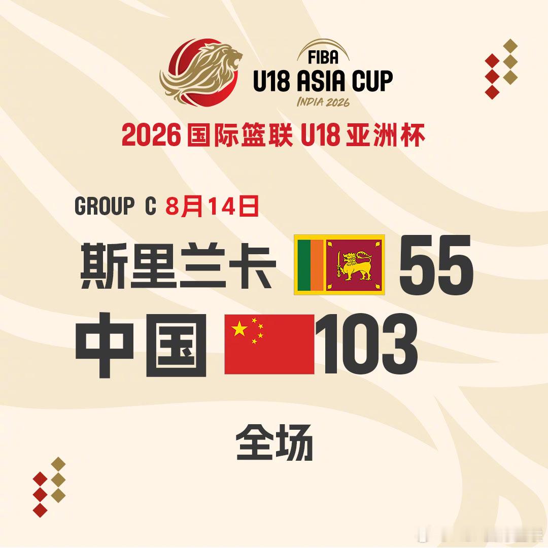 2026FIBAU18亚洲杯 第2️⃣比赛日小组赛C组 🇨🇳中国队vs斯里兰