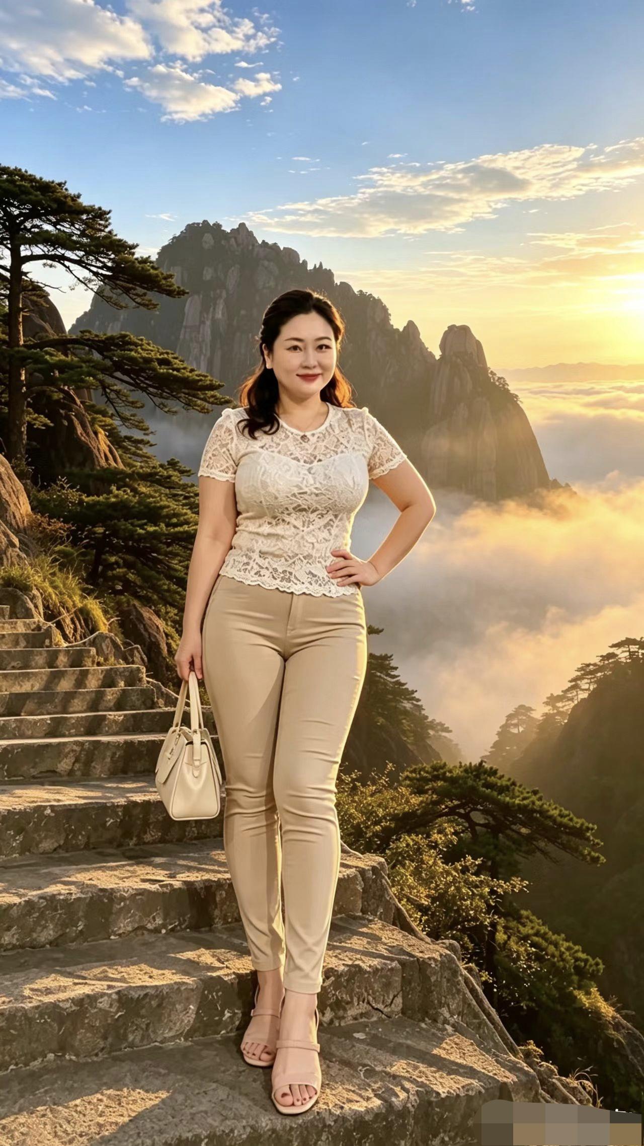 登上黄山之巅，我遇见一场金色云海日出
 
我沿着石阶缓步登高，终于站在黄山观景台