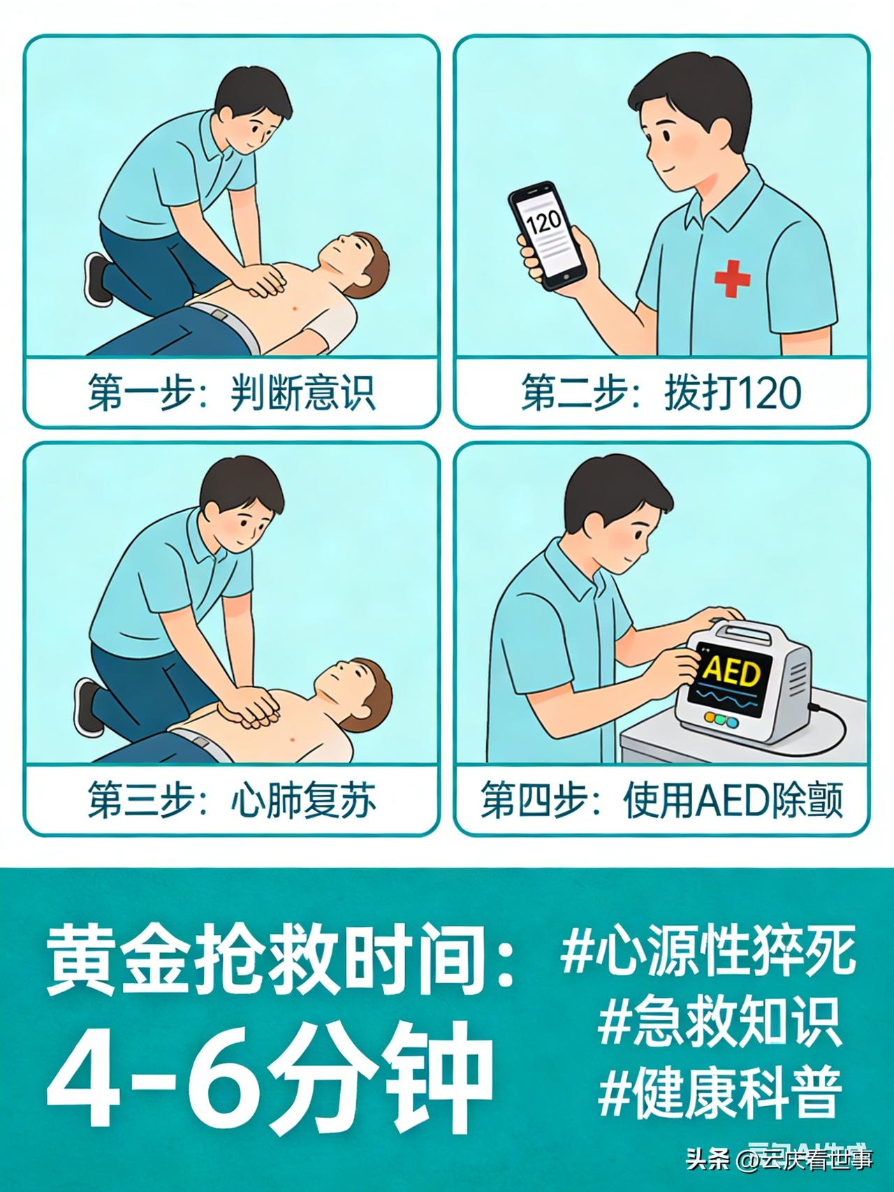 黄金3秒抢救！心源性猝死急救一定要记牢

遇到有人突发心源性猝死，身边人往往慌了