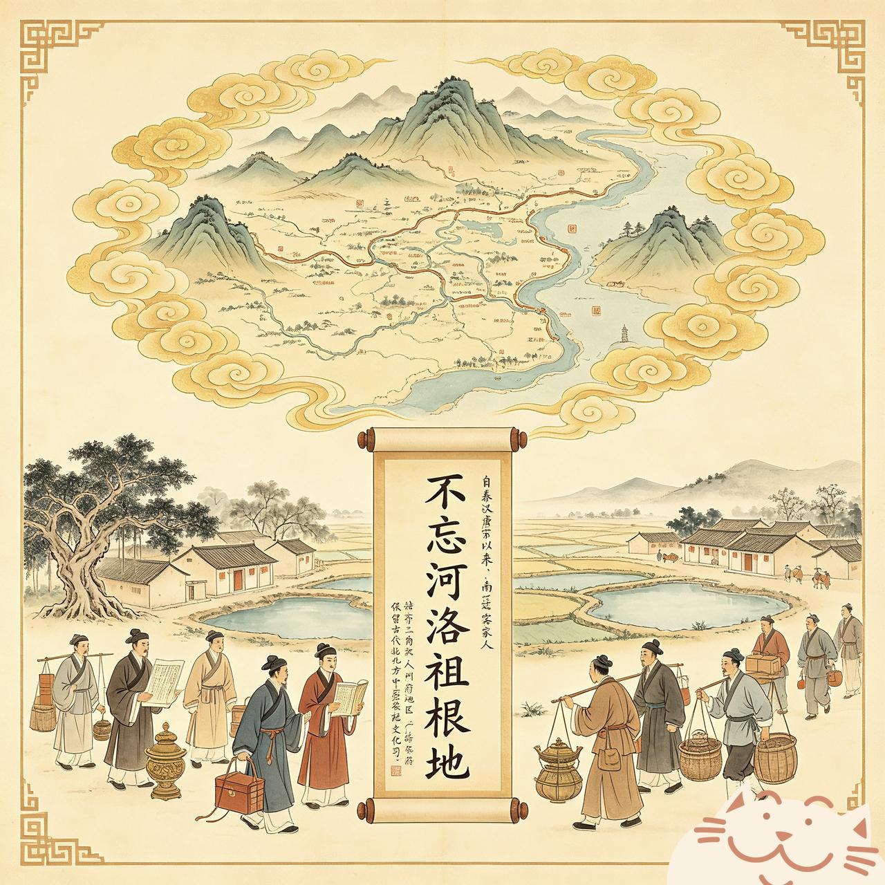 历代中原战乱，是产生“客家人”的最重要原因。南迁的客家人，不忘河洛祖根地，始终以