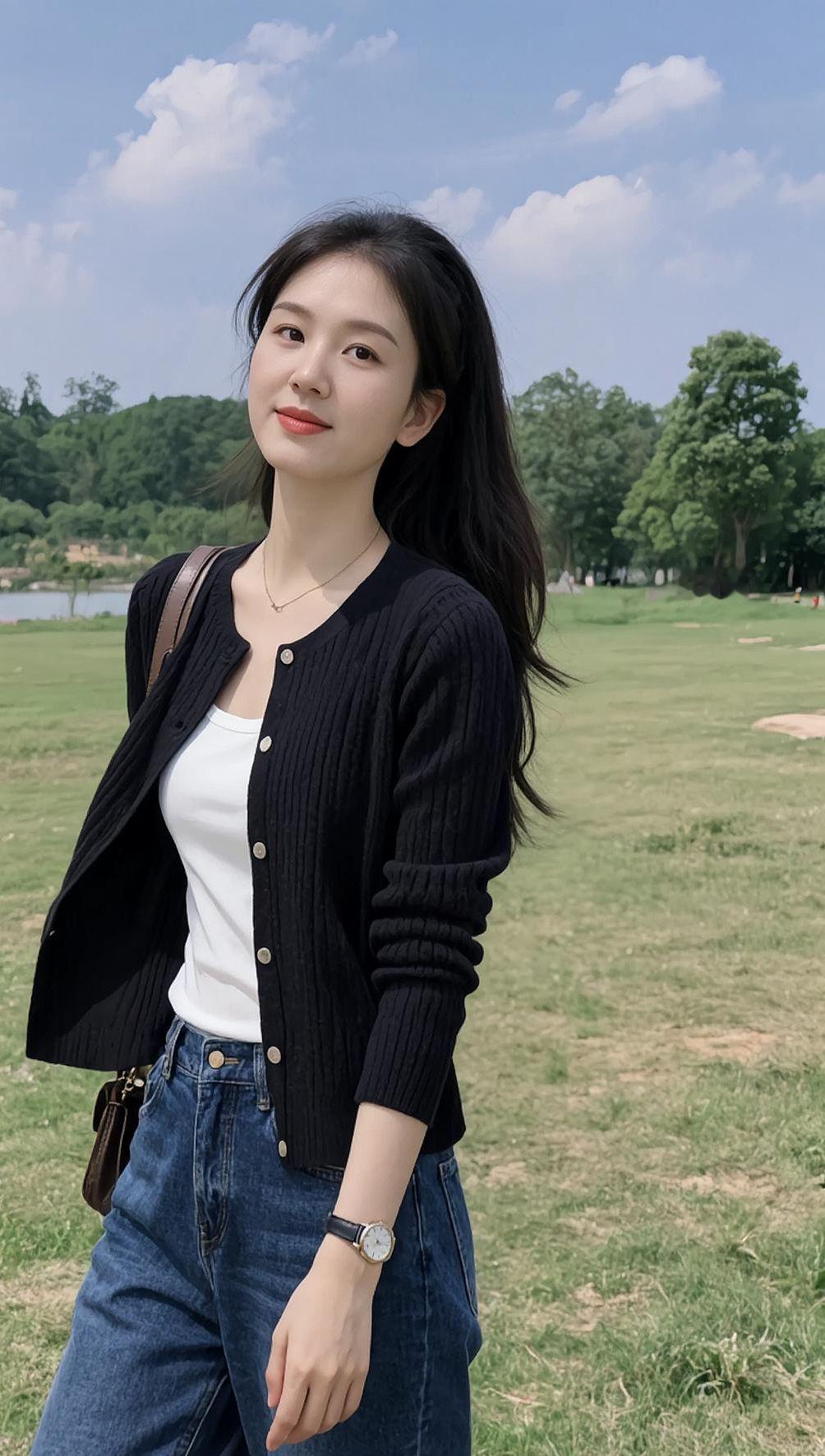 AI草地休闲照 抖音ai创作