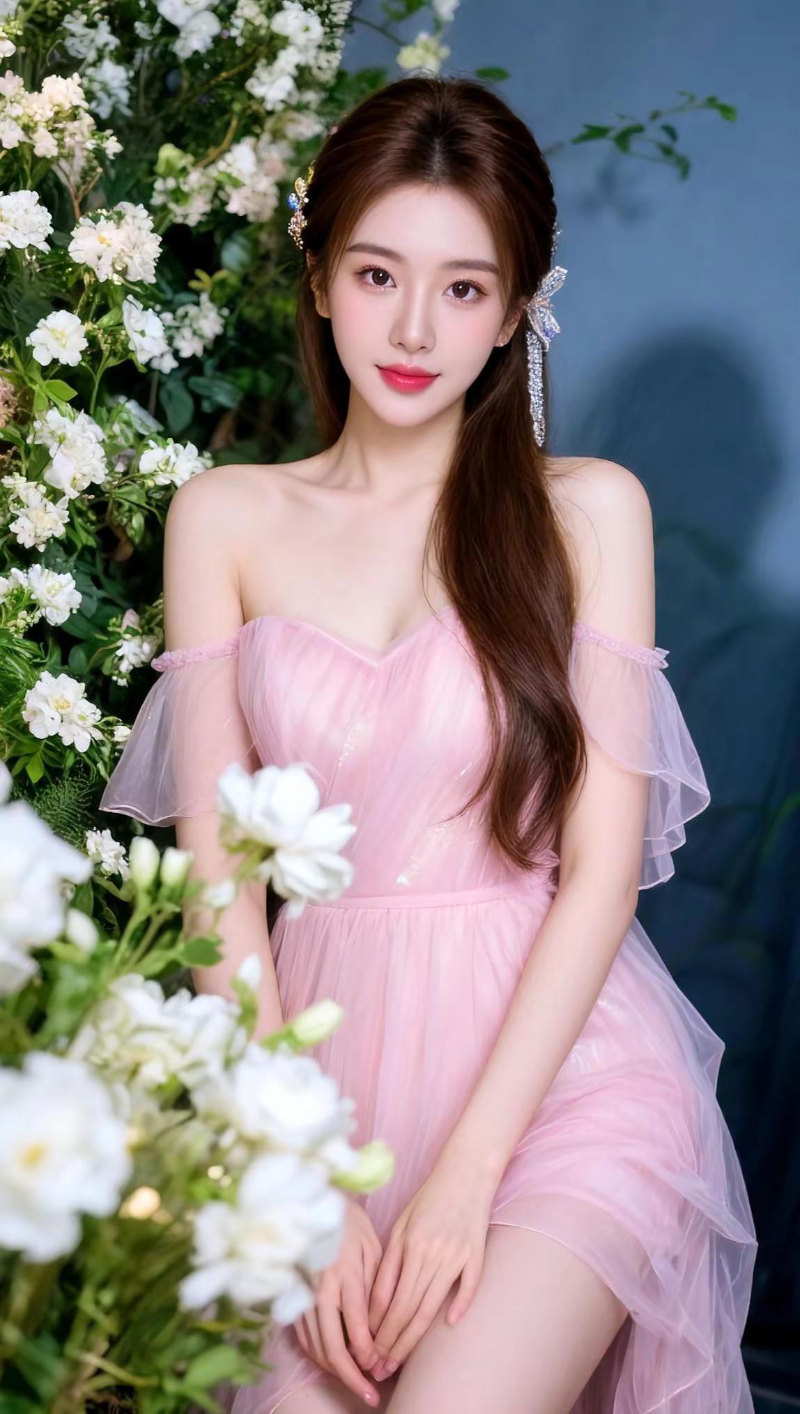 粉纱花卉写真 ai创作 玩法合伙人计划 漂亮女孩