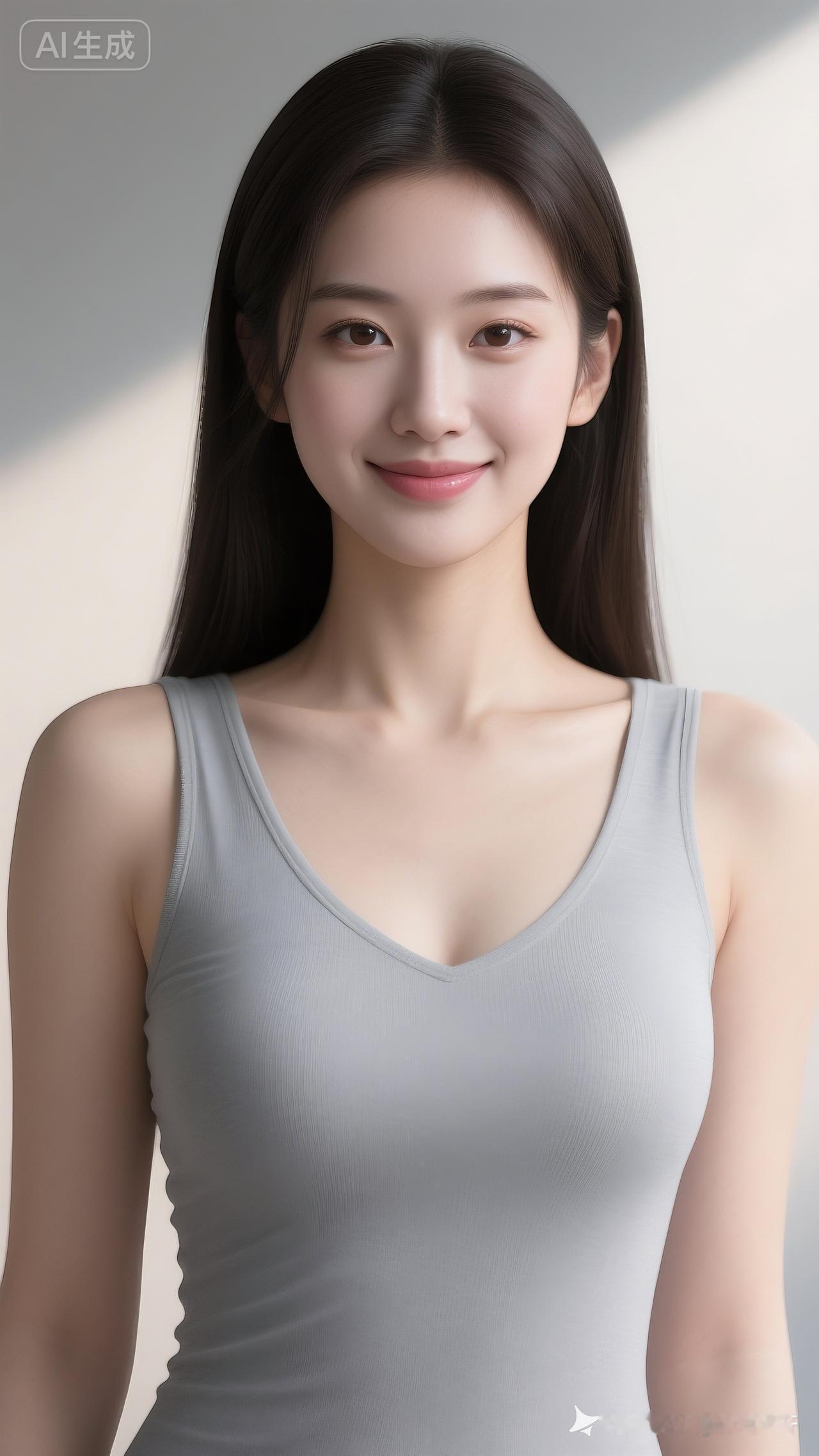 清新自然的美少女，微笑着面对镜头，散发着温柔的光芒。