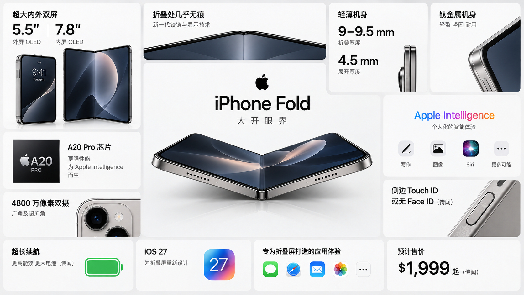 按照苹果发布会Keynote的风格，仿制个iPhone Duo ​配置图，有没有