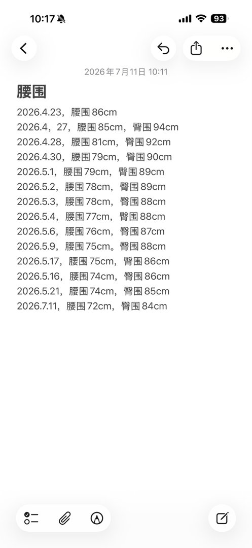 腰围减了14cm。臀围减了10cm，昨天把所有的定制西装，全部拿去改了。[捂脸]