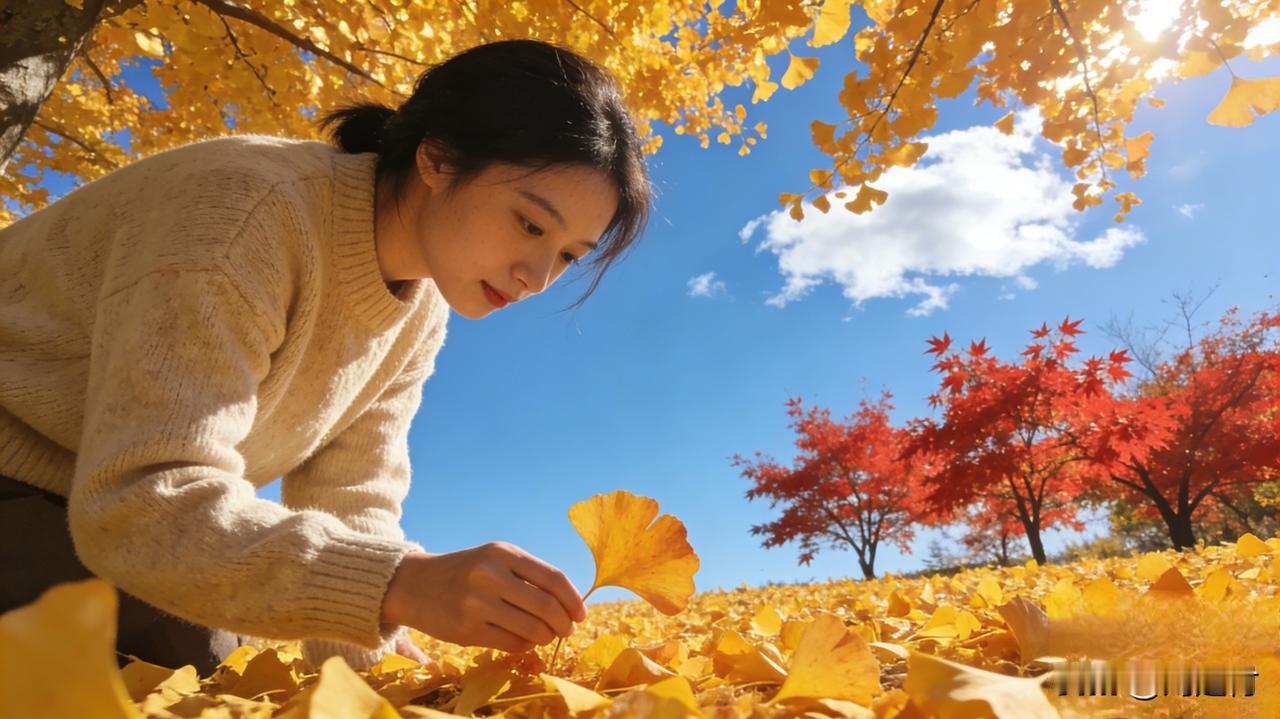 风一吹，秋天就藏不住了。枝头的叶被秋阳染成暖黄，打着旋儿落在铺满细碎光影的路上，
