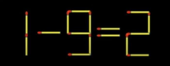 数字谜题大冒险来袭！如图所示，用火柴棒搭建的等式 “1 - 9 = 2” 显然站