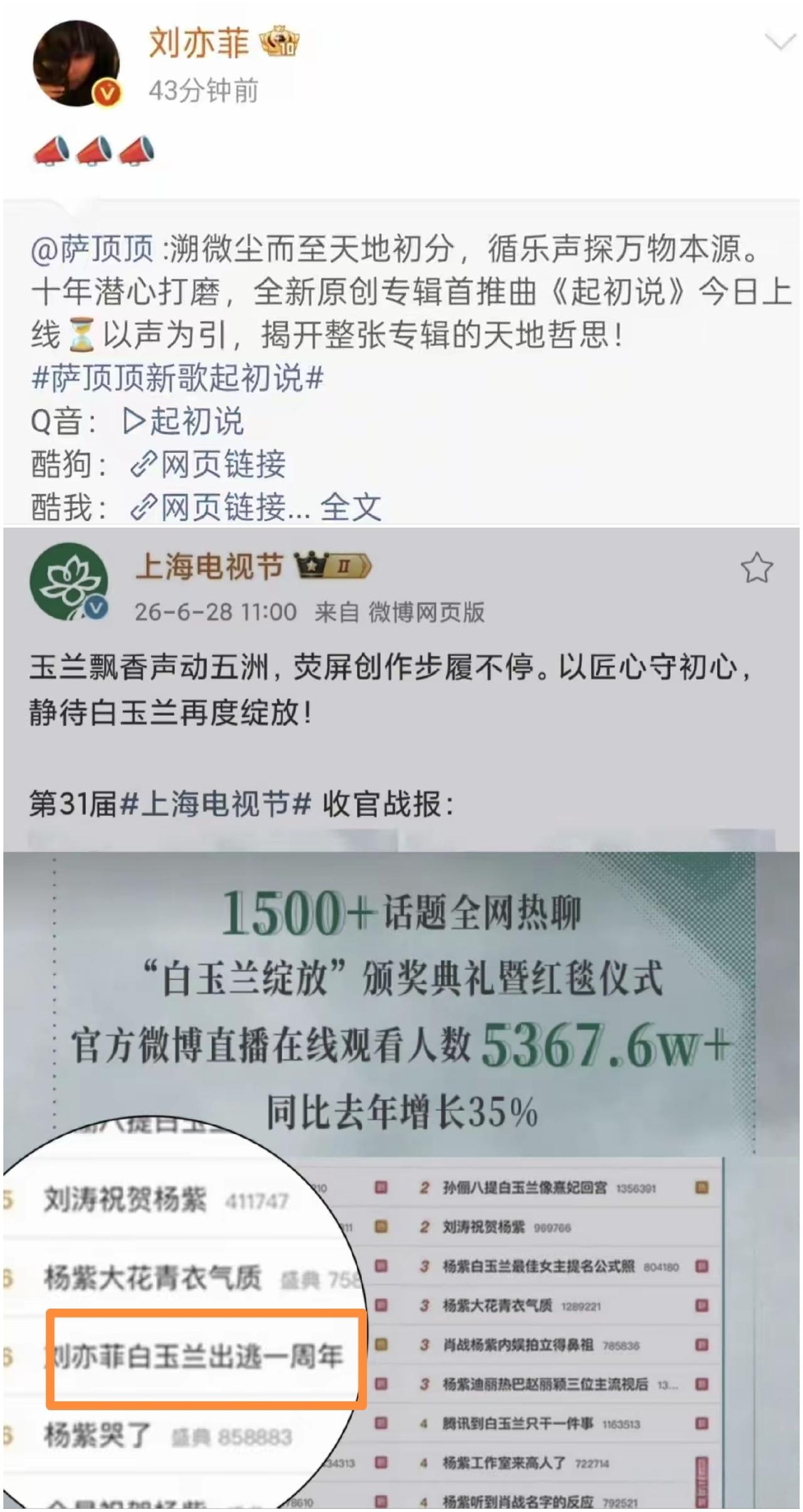 [打脸]白玉兰🆚刘亦菲[玫瑰]“内涵大比武”，菲姐完胜[灵光一闪]
不过话说回