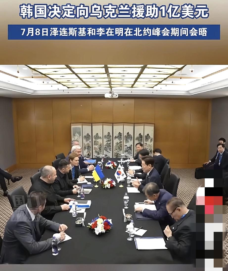 万万没想到，韩国宣布向乌克兰援助1亿美元。
事情发生在北约峰会期间，韩国总统李在