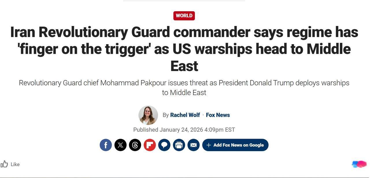 伊朗警告美国：“手指已扣在扳机上”

随着特朗普部署的美军军舰正在驶往中东，革命