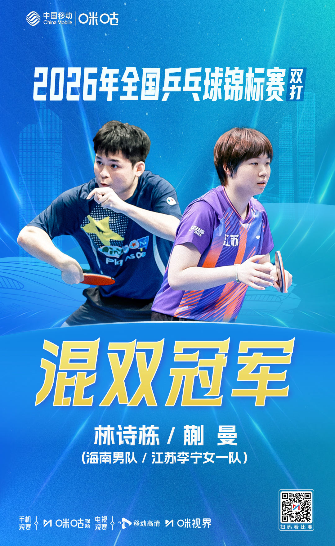 #2026年全国乒乓球锦标赛# （双打）🌟 林诗栋/蒯曼3:2战胜对手🥳 摘