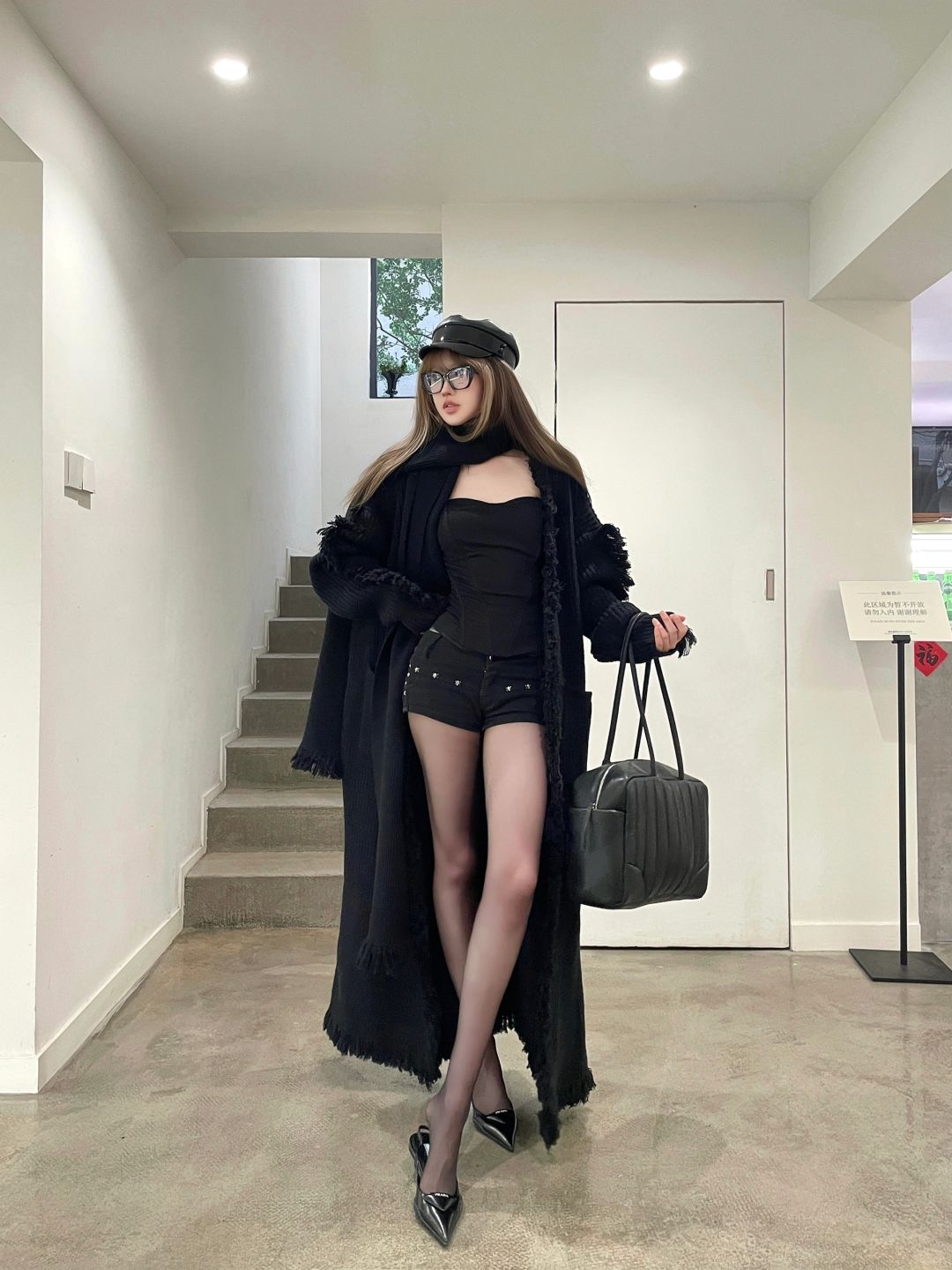 With a black bag