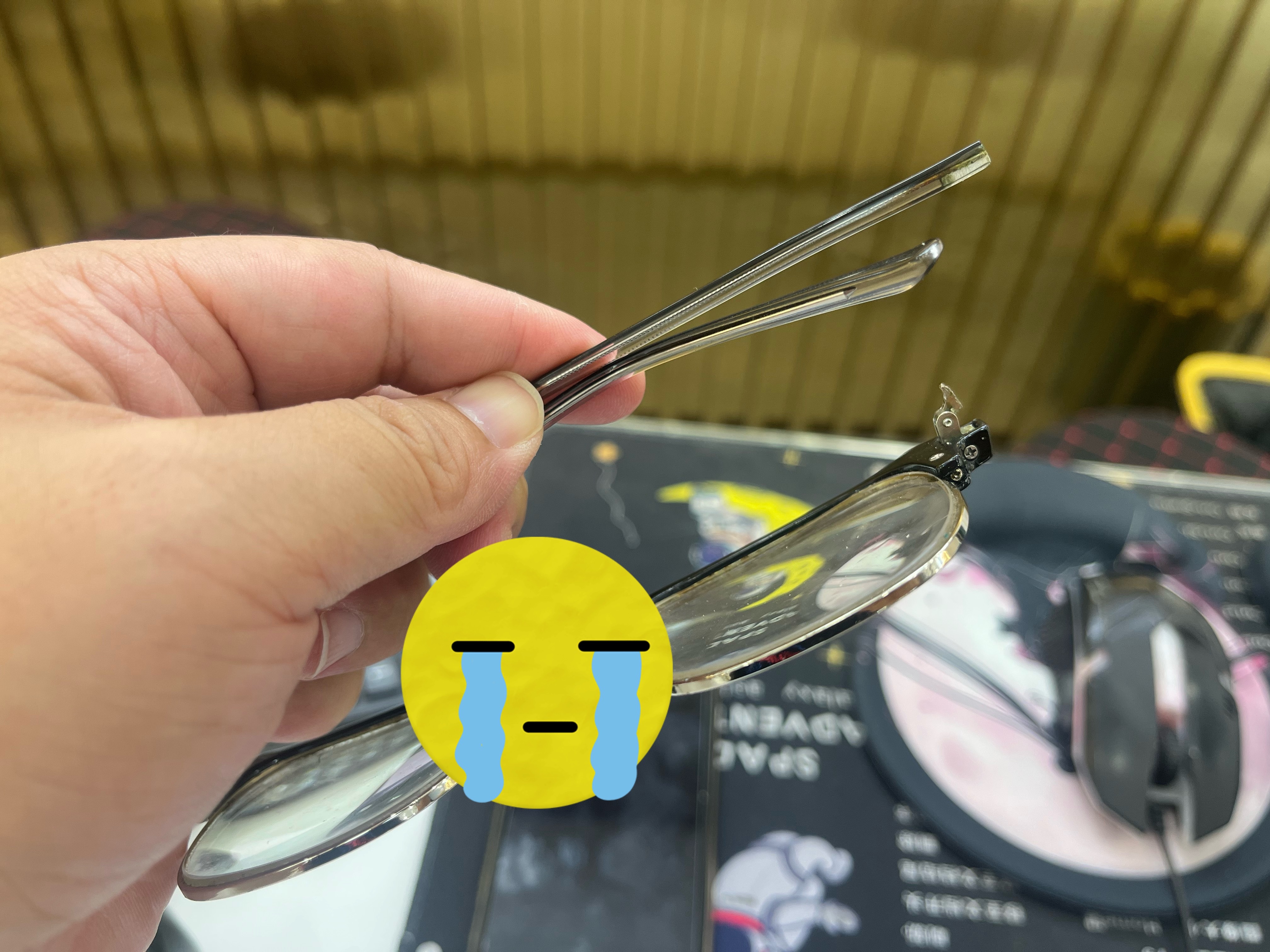 真倒霉，眼镜腿突然自己断了，赶紧跑去眼镜店换了个镜框👓今日收入：-100。兄弟