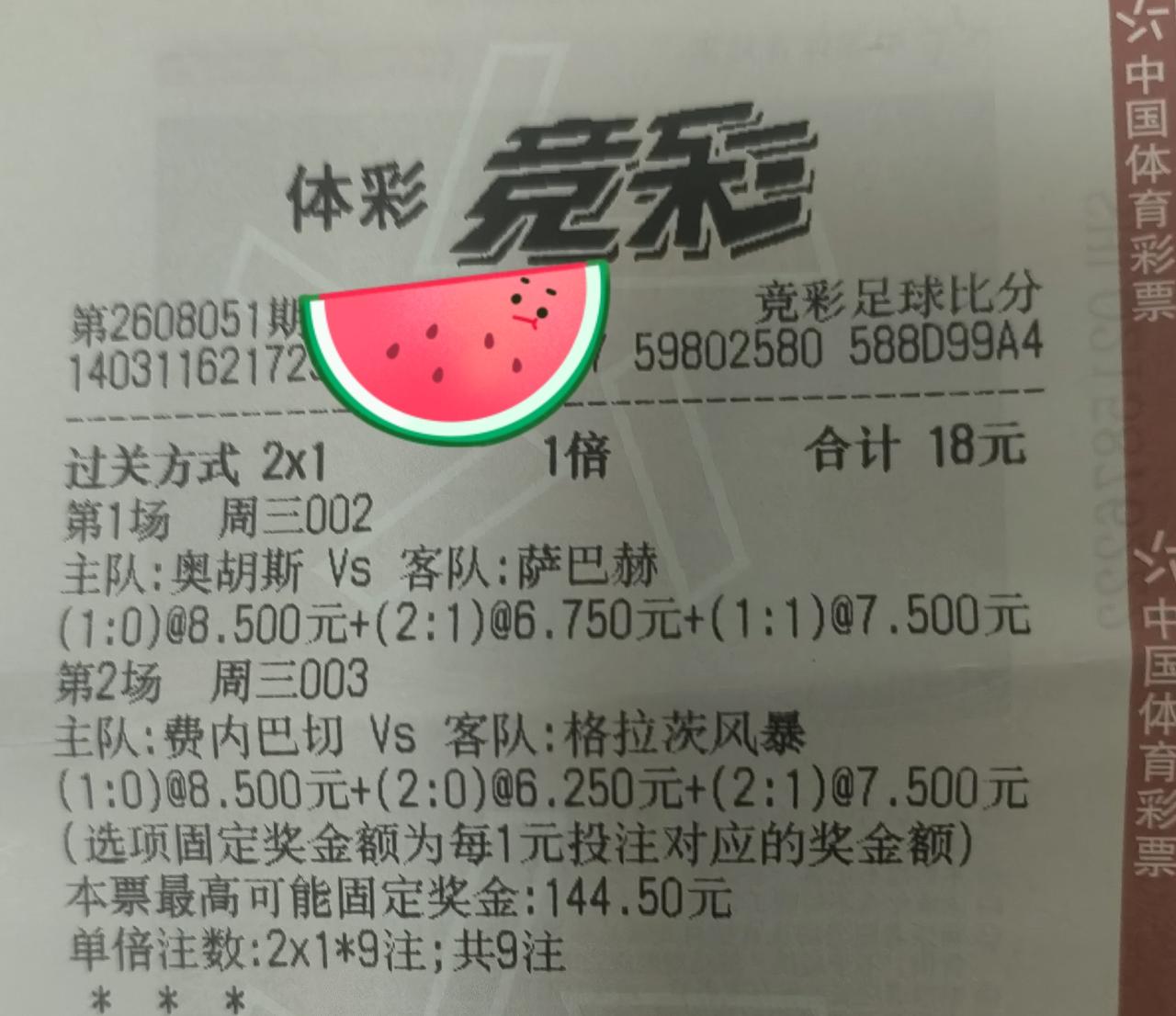 好消息是
世界杯后第一次中[呲牙]
坏消息是
买少了[捂脸]