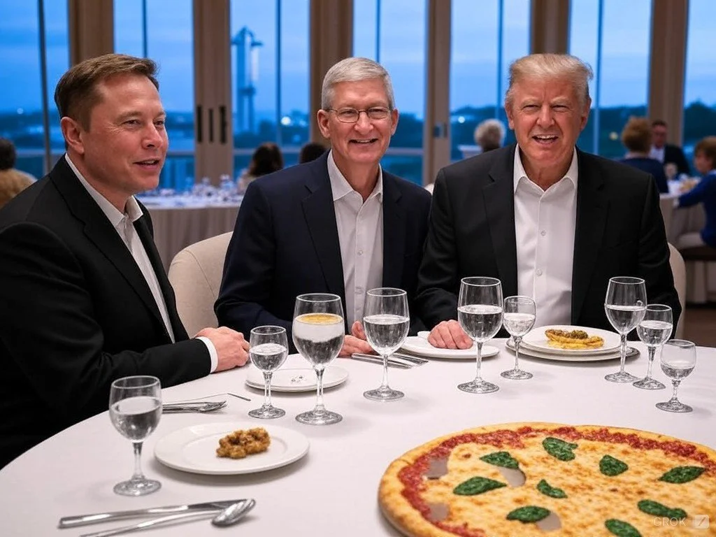 据报道，昨晚埃隆·马斯克在海湖庄园与苹果首席执行官蒂姆·库克和唐纳德·...