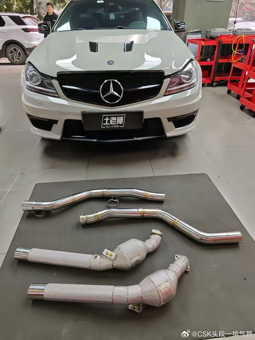 W204 奔驰C63 V8 改装CSK隔热头段200目 