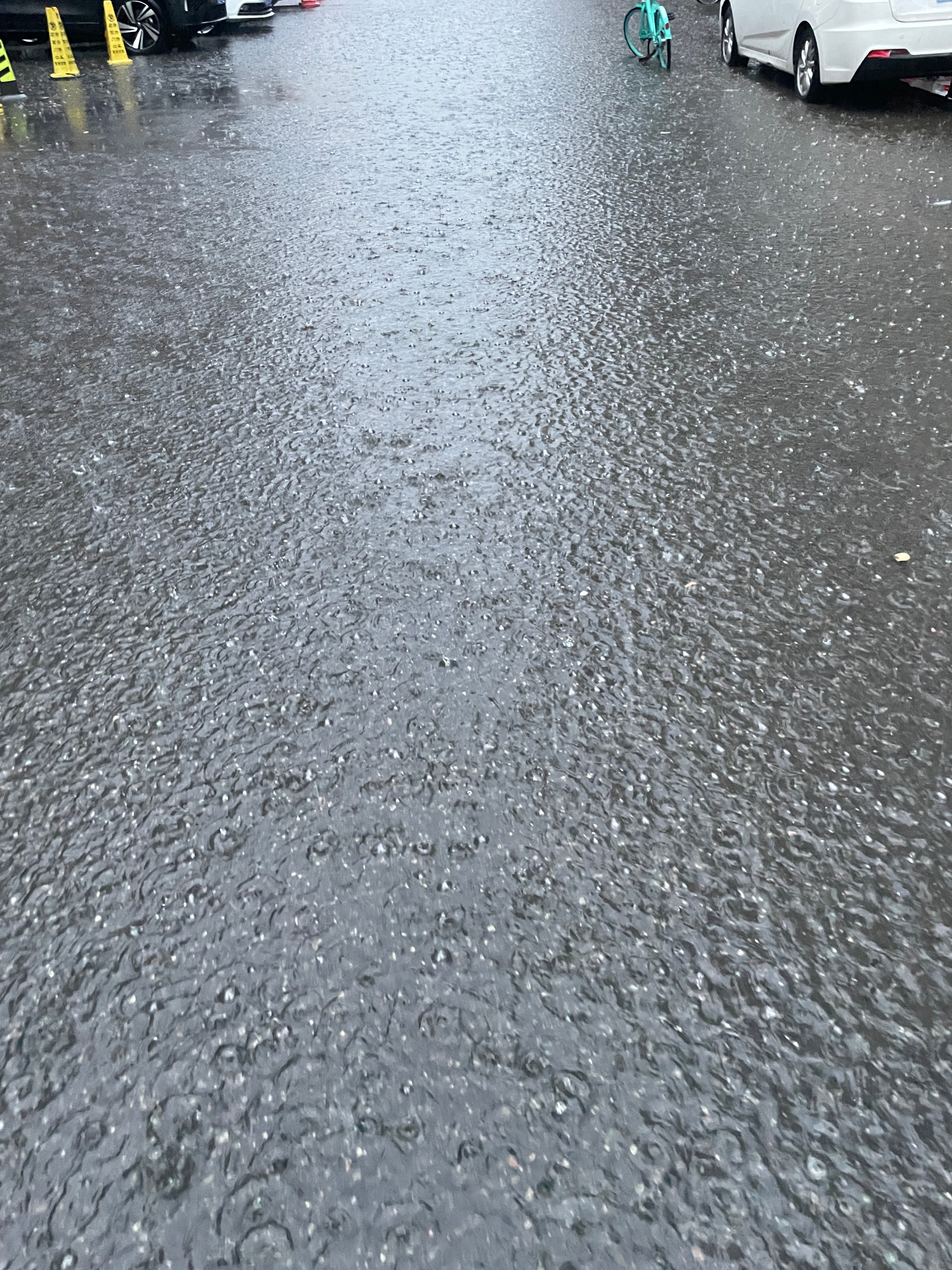 北方雨多了 ，早上淌着水走到地铁站，天津这一夜雷电交加，雨好大啊，地面全是积水…