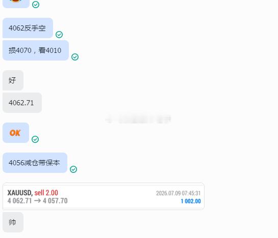 黄金 4062空单现至4056，60点小肉先行落袋黄金金价黄金变绿金