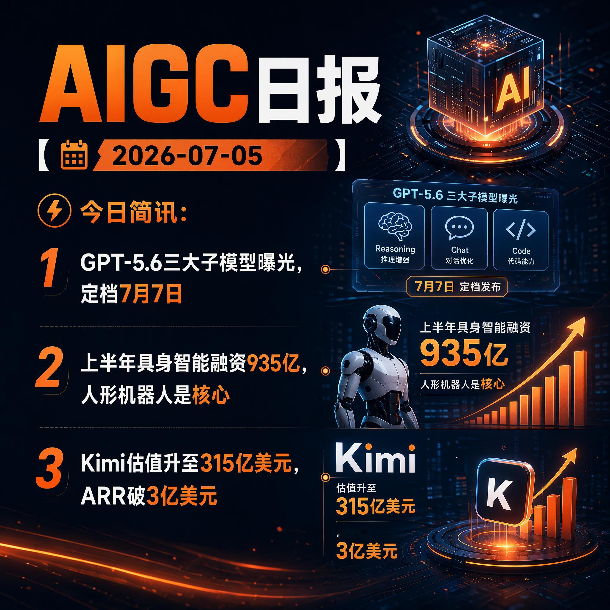 【AIGC日报 · 2026-07-05】今日简讯：1、GPT-5.6三大子模型