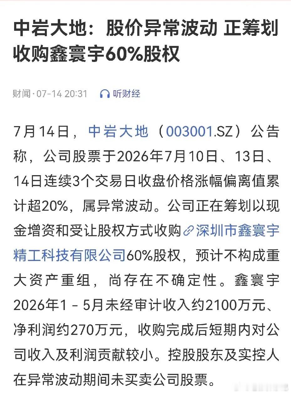 市场观点整理：重组收购题材优先级远超当期业绩，以中岩大地为例一、个股行情与基本面