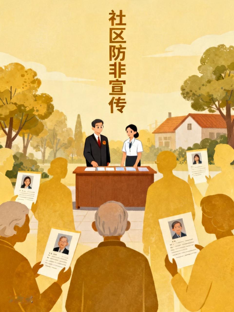 法官小陈一众人去社区宣传‘’谨防上当受骗，远离非法集资‘’活动，一会就围上来几个