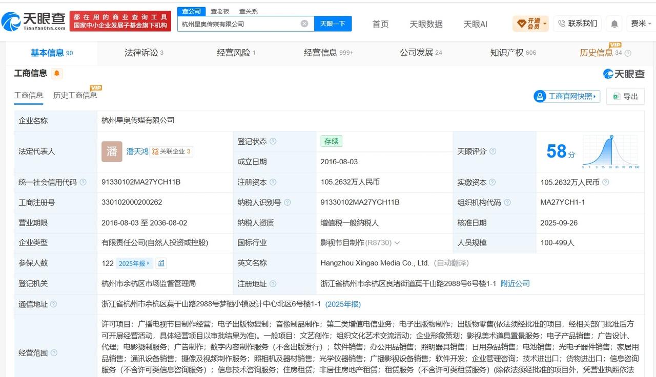 影视飓风近6年参保人数暴涨10倍
影视飓风去年参保人数为122人
影视飓风回怼博