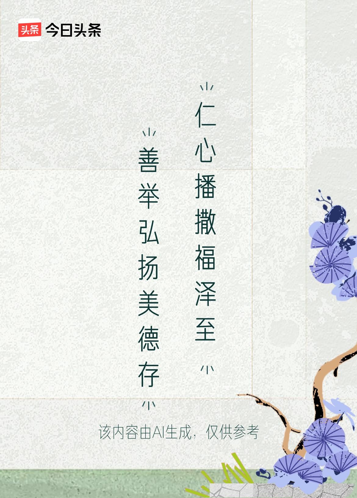 行善积德天不昧，
助人为乐心安稳。
仁心播撒福泽至，
善举弘扬美德存。