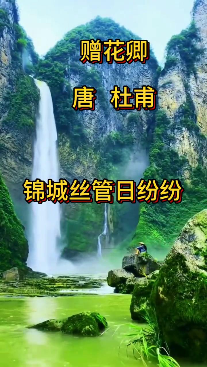 《赠花卿》
唐，杜甫。
锦城丝管日纷纷，半入江风半入云。
此曲只应天上有，人间能