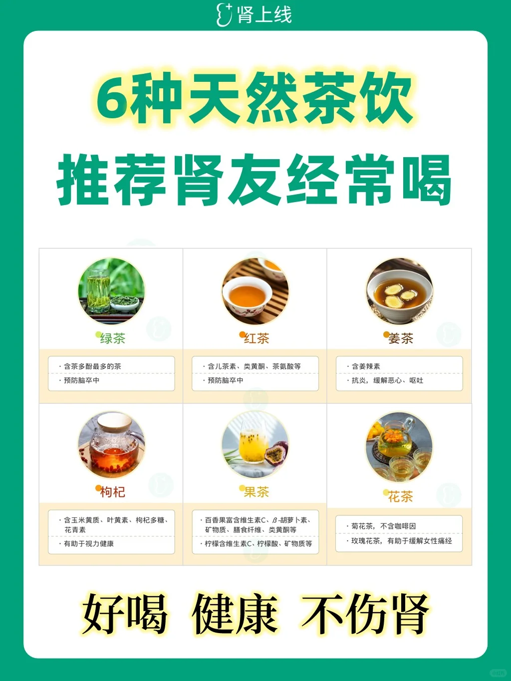 6种天然茶饮，推荐肾友经常喝！