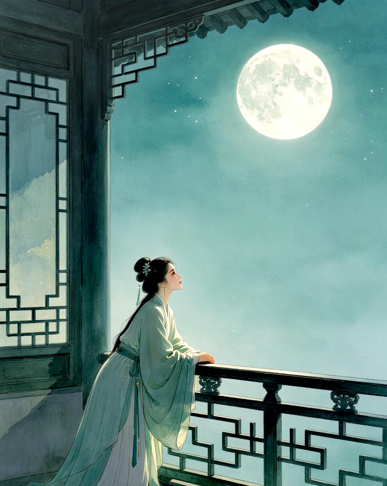 【原创作品】
  七绝·静夜思
     文/张和平
一轮明月挂高天，缱绻相思独
