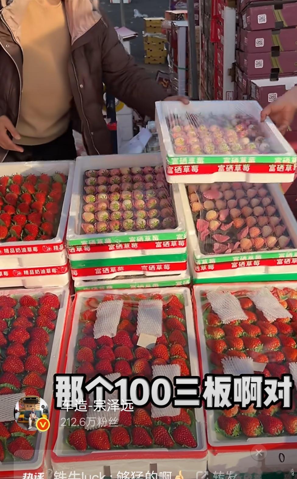 草莓价格跌至1元一斤我前一阵刚买，图1这三大板草莓100块钱你们觉得贵吗？ 