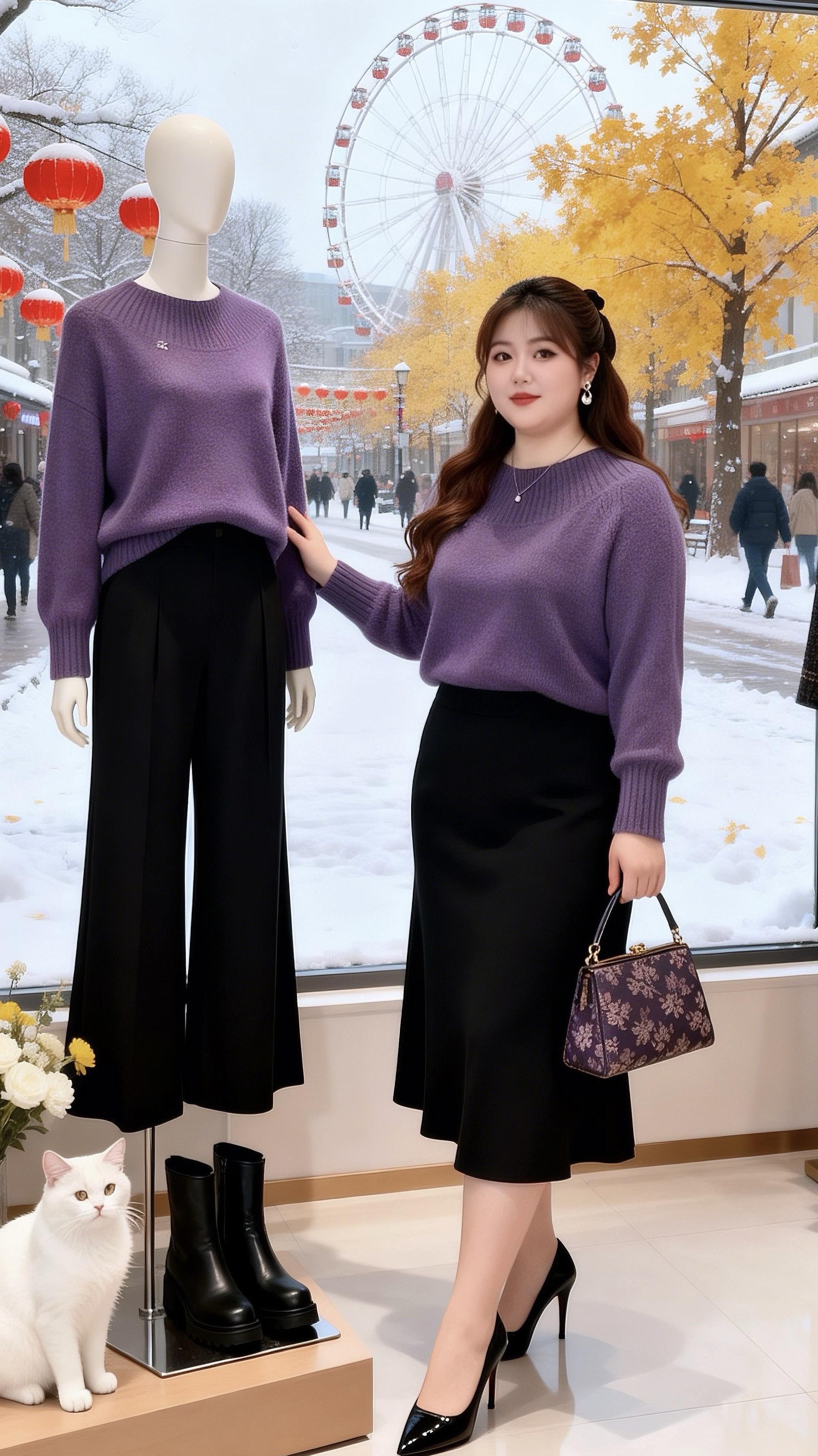 大码女装 穿出高级感 减龄显瘦穿搭  内搭外穿都好看 年底微胖女生体面穿搭