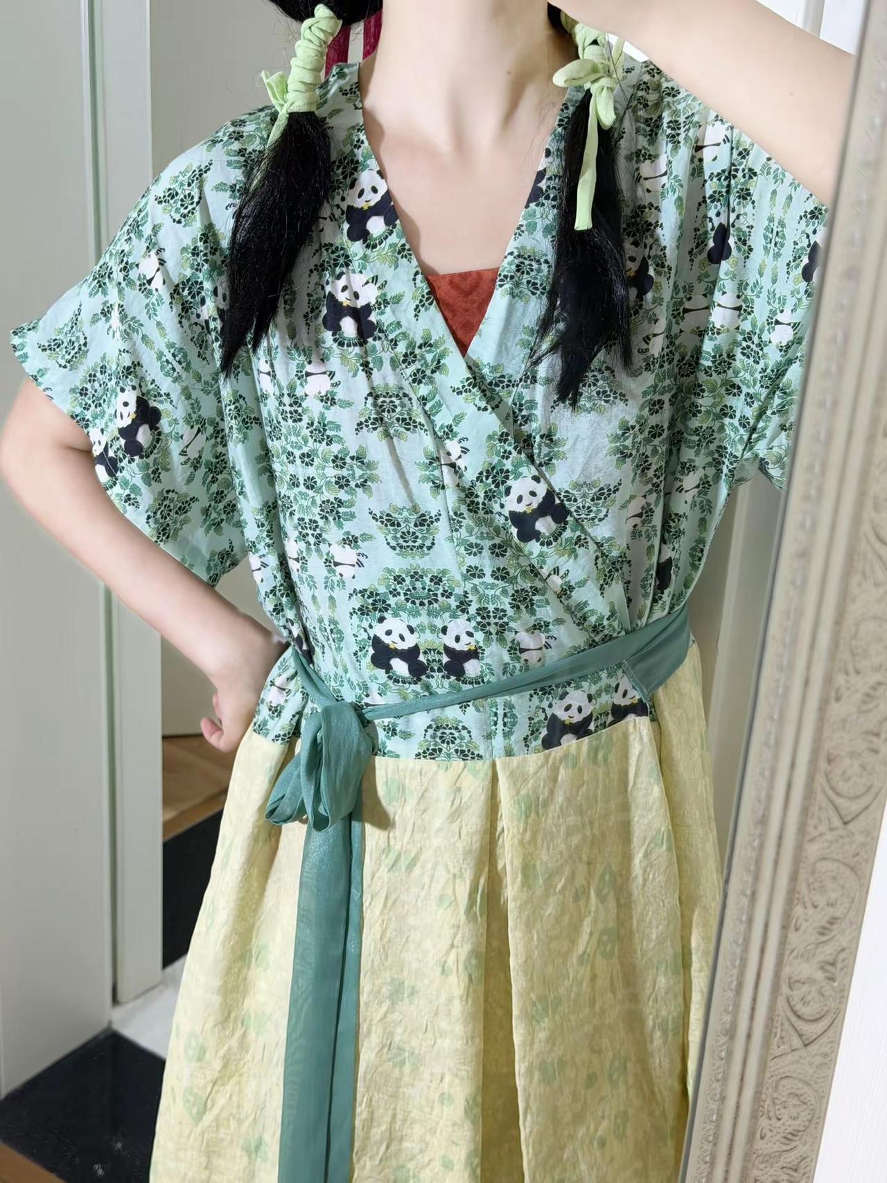 新品图透 把熊猫穿在身上～日常的唐交领。汉服安利 夏日穿搭