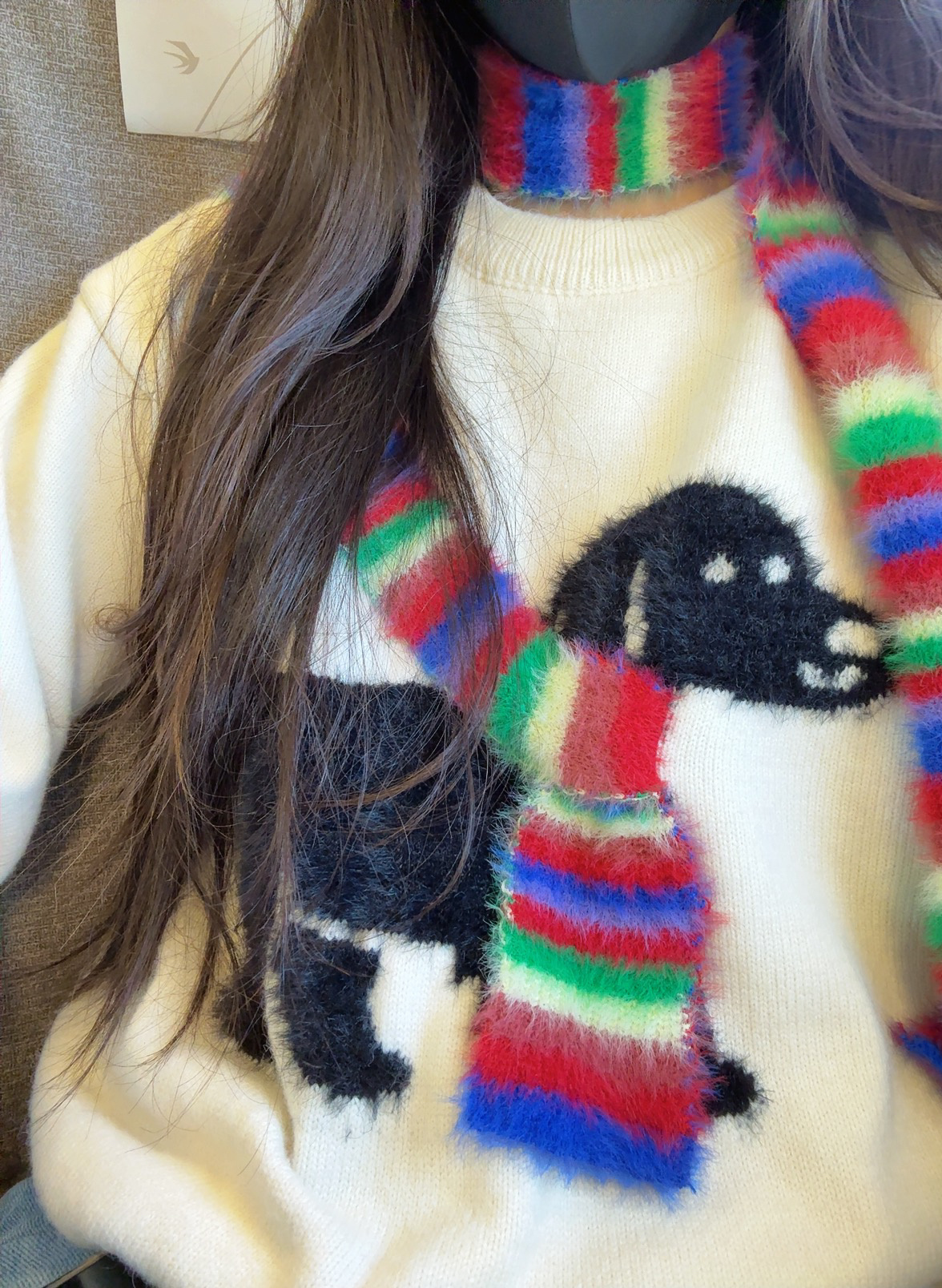 带着我的围巾小狗准备回北京咯，应该供暖了吧，还没感受到家里的暖气呢我就跑出来了[