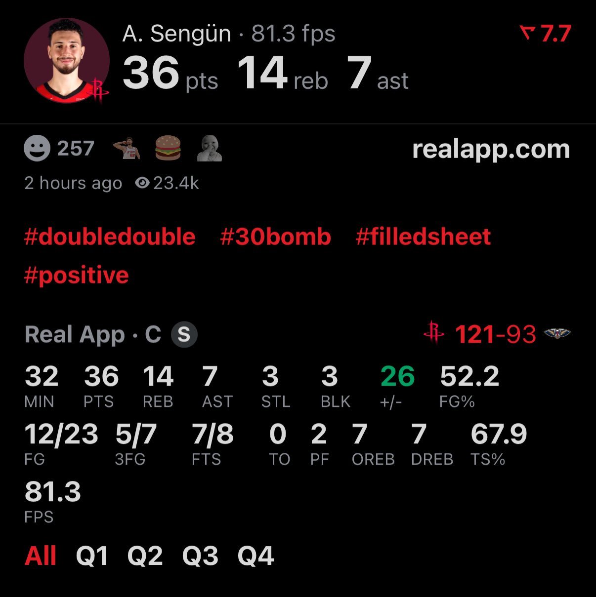 申京打卡下班！！！申京36分14篮板7助攻3抢断3盖帽！火箭vs鹈鹕休斯顿火箭