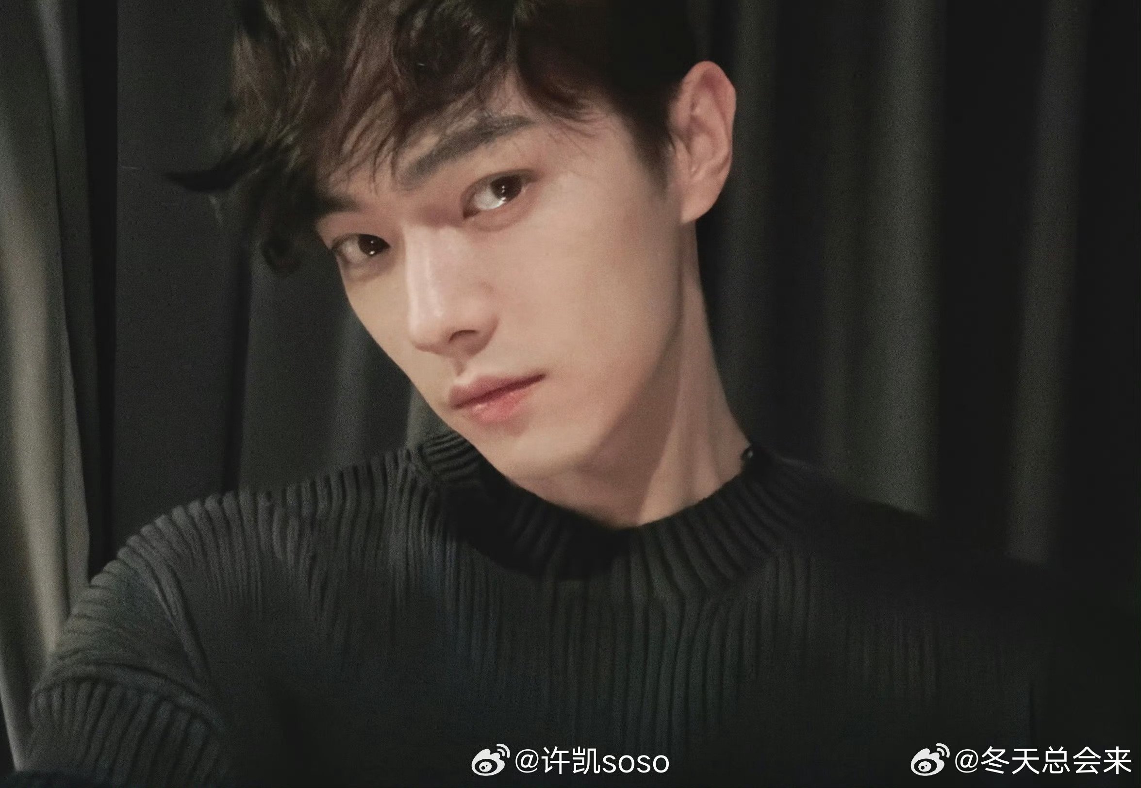 神一般的自拍，好喜欢卷毛。立冬好，soso也好[哈哈] ​​​