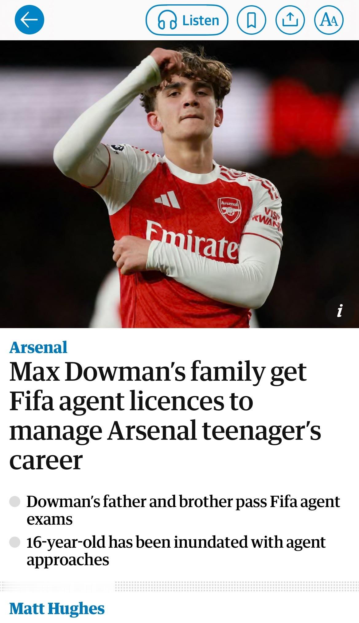 卫报Matt Hughes：马克斯·道曼的父亲和兄弟已获得国际足联经纪人牌照，道