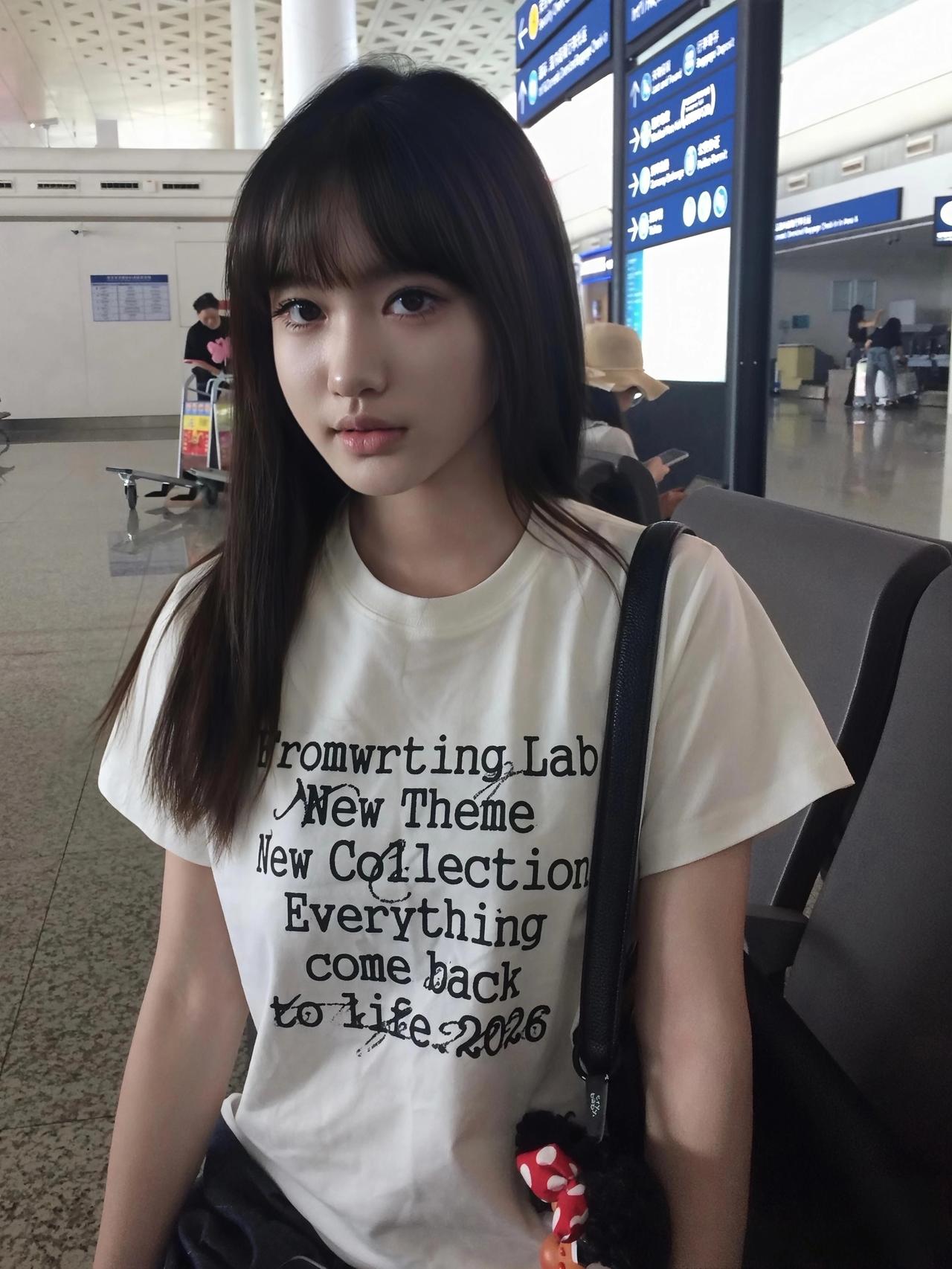 小姐姐在机场等飞机呢。