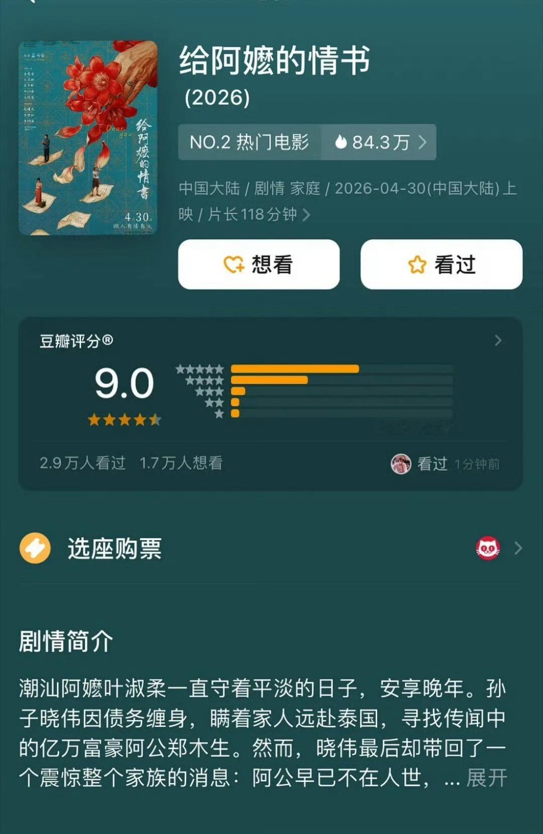 《给阿嬷的情书》豆瓣评分9.0小众local电影票房破亿小成本电影大有可为其实今